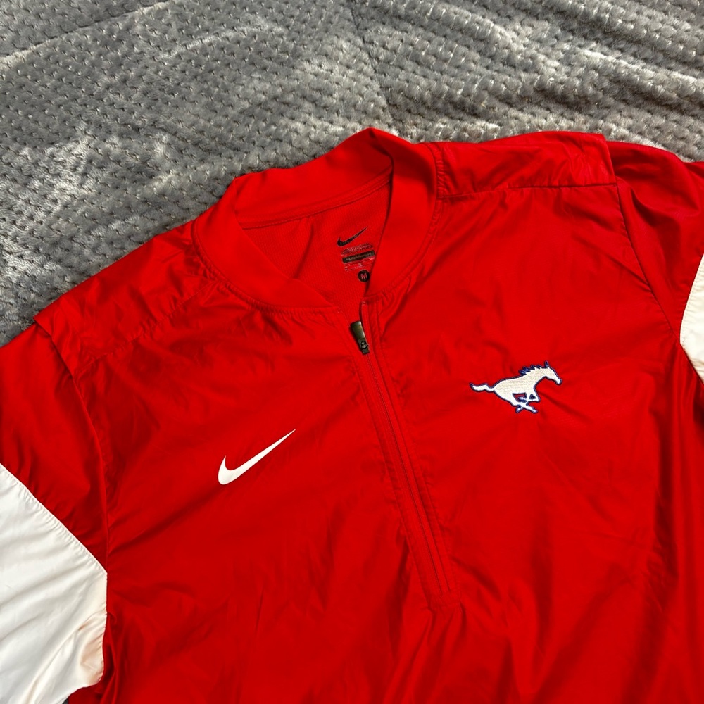 Nike Red and White Mustang Quarter-Zip Pullover